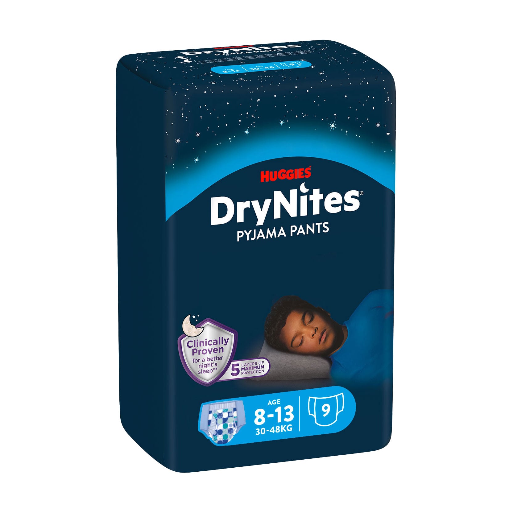 Нічні підгузки-трусики Huggies DryNites для хлопчиків, 8-13 років, (30-48 кг), 9 шт