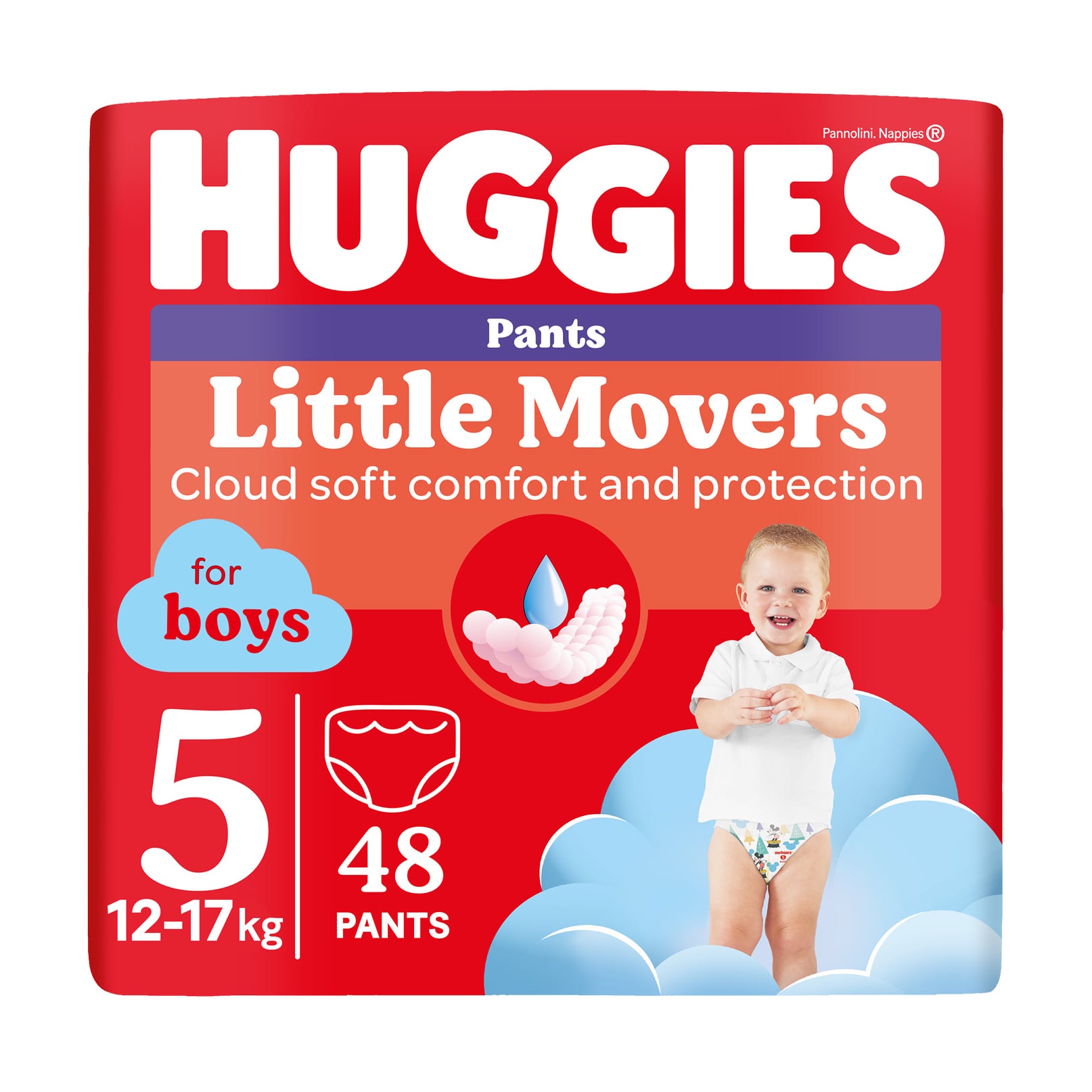 Підгузки-трусики Huggies Little Movers Pants для хлопчиків, розмір 5 (12-17 кг), 48 шт
